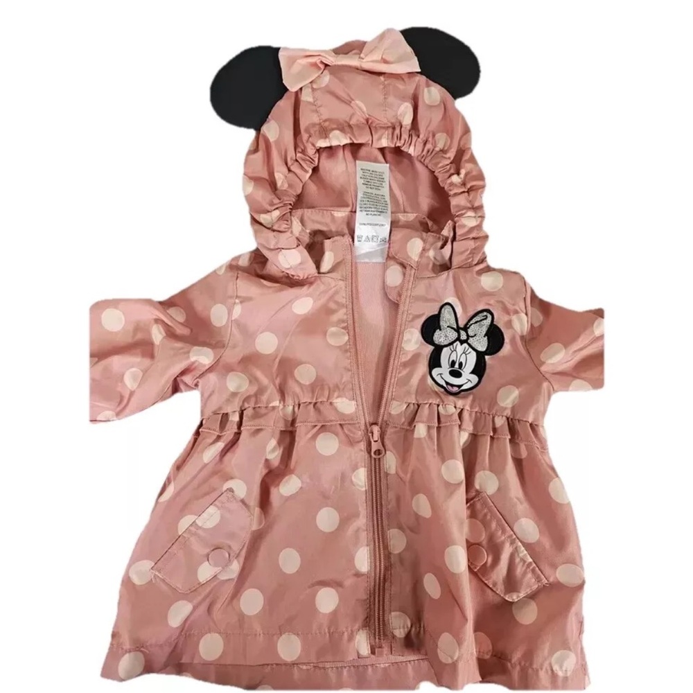 Disney jr. minnnie mouse pink with polka dots rain jacket coat size 2T